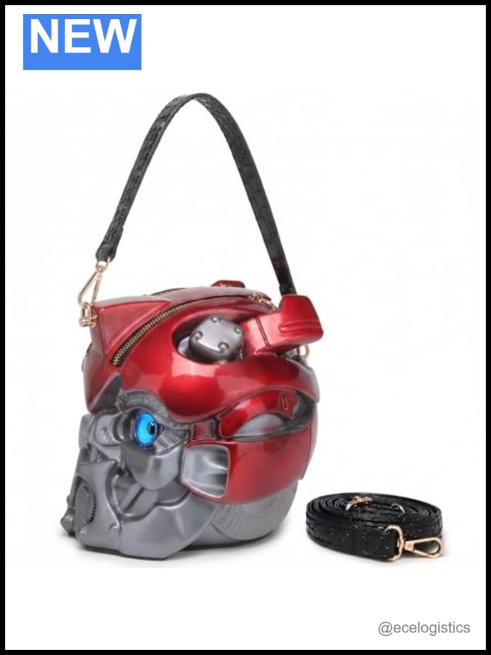 Novelty 3D Face Crossbody Bag Vegan Leather PVC Detachable Strap Handbag Purse